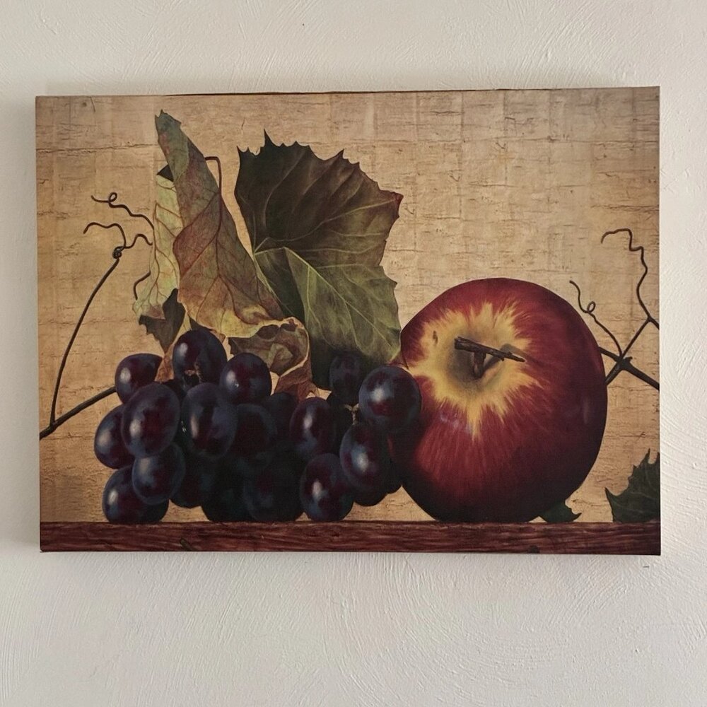 Claudia Diaz Navarro Still Life Canvas Print Grapes & Apple Kitchen Wall Art Dec